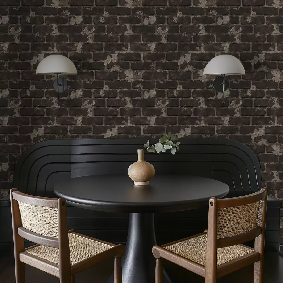 Papier peint Vieux mur de briques noirci avec des traces d'usure a01030