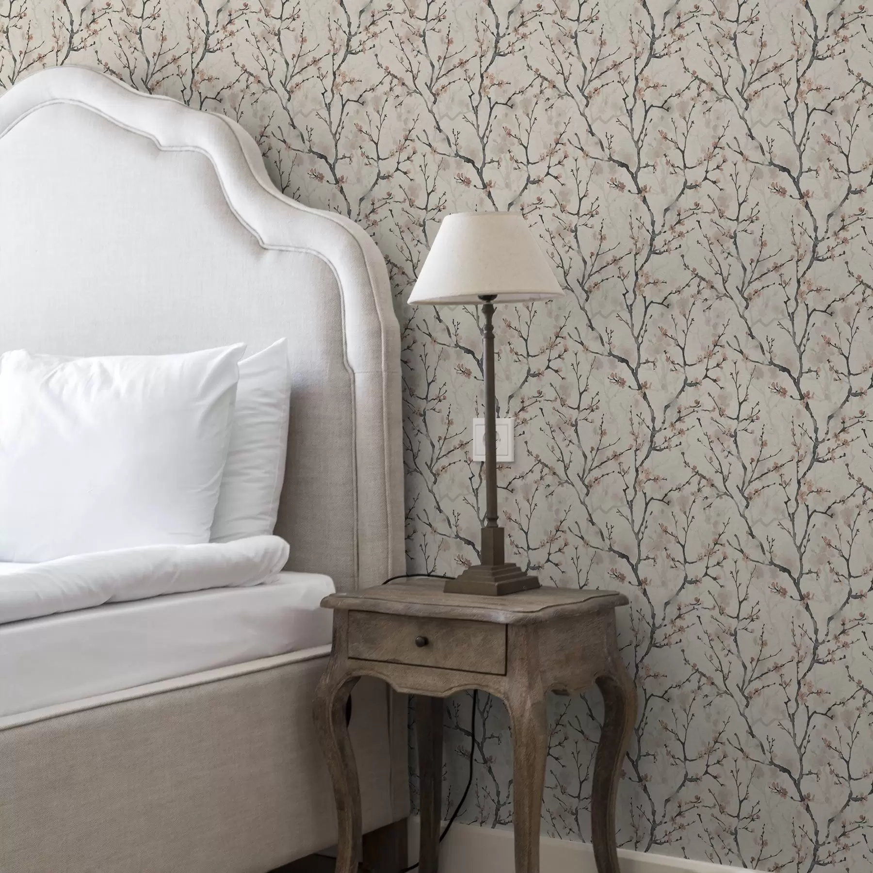 Papier peint Branches de cerisier aquarellées sur fond clair a01033