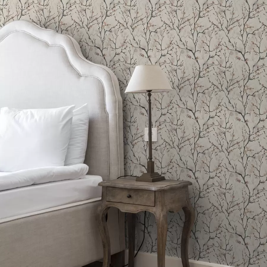 Papier peint Branches de cerisier aquarellées sur fond clair a01033