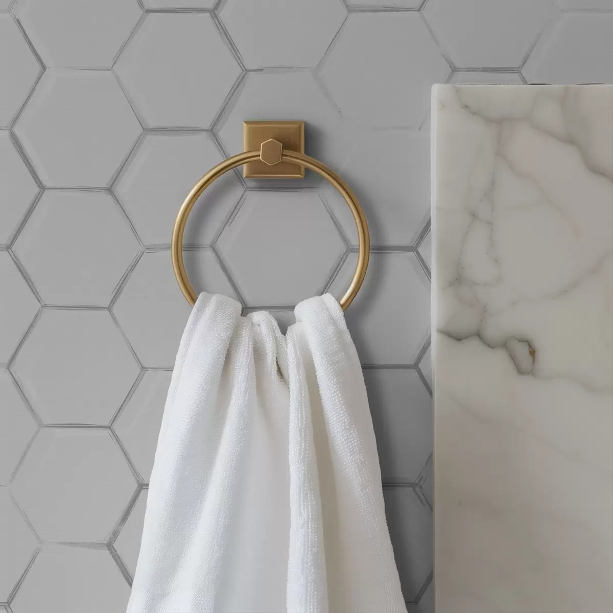 Papier peint Hexagones blancs en trois dimensions sur un fond lisse a01059