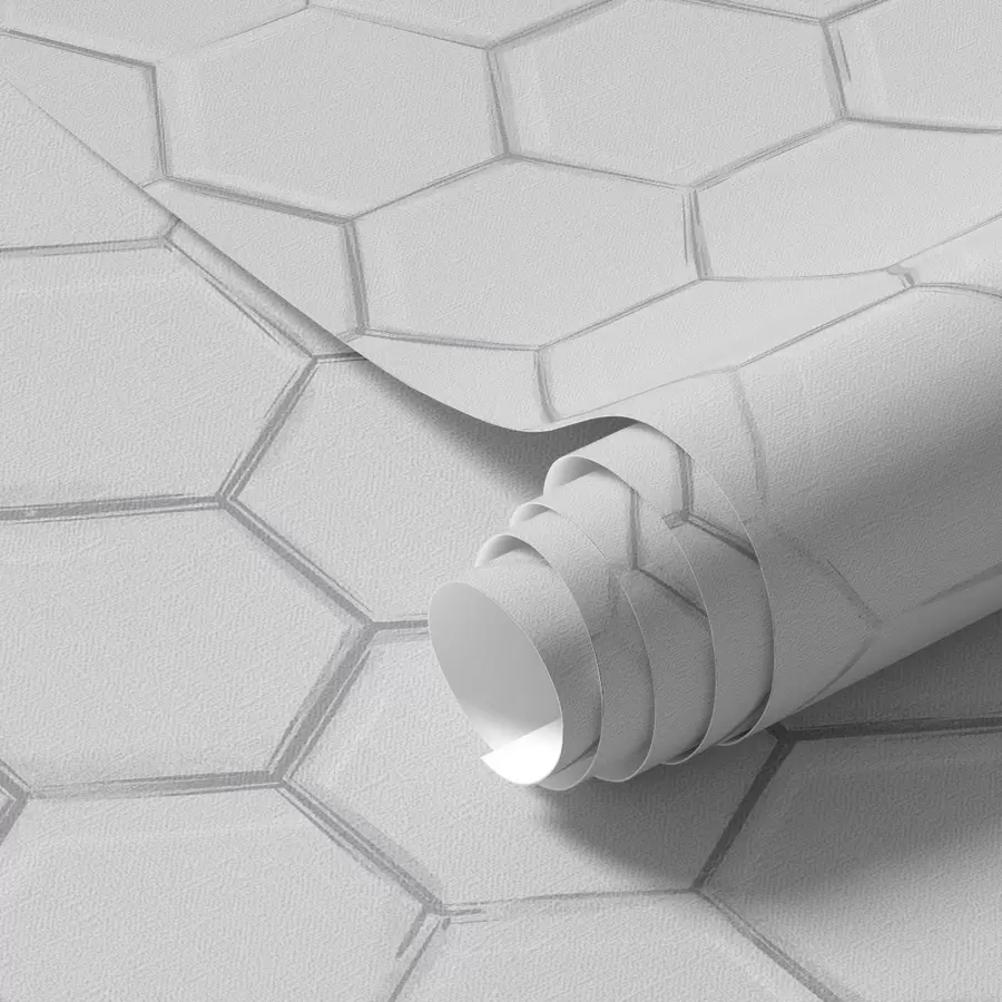 Papier peint Hexagones blancs en trois dimensions sur un fond lisse a01059