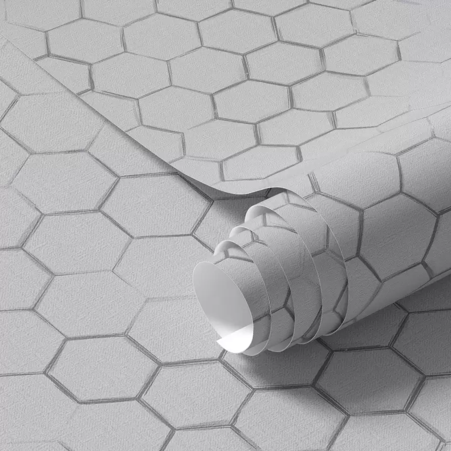 Papier peint Fine grille hexagonale sur fond texturé gris clair a01060