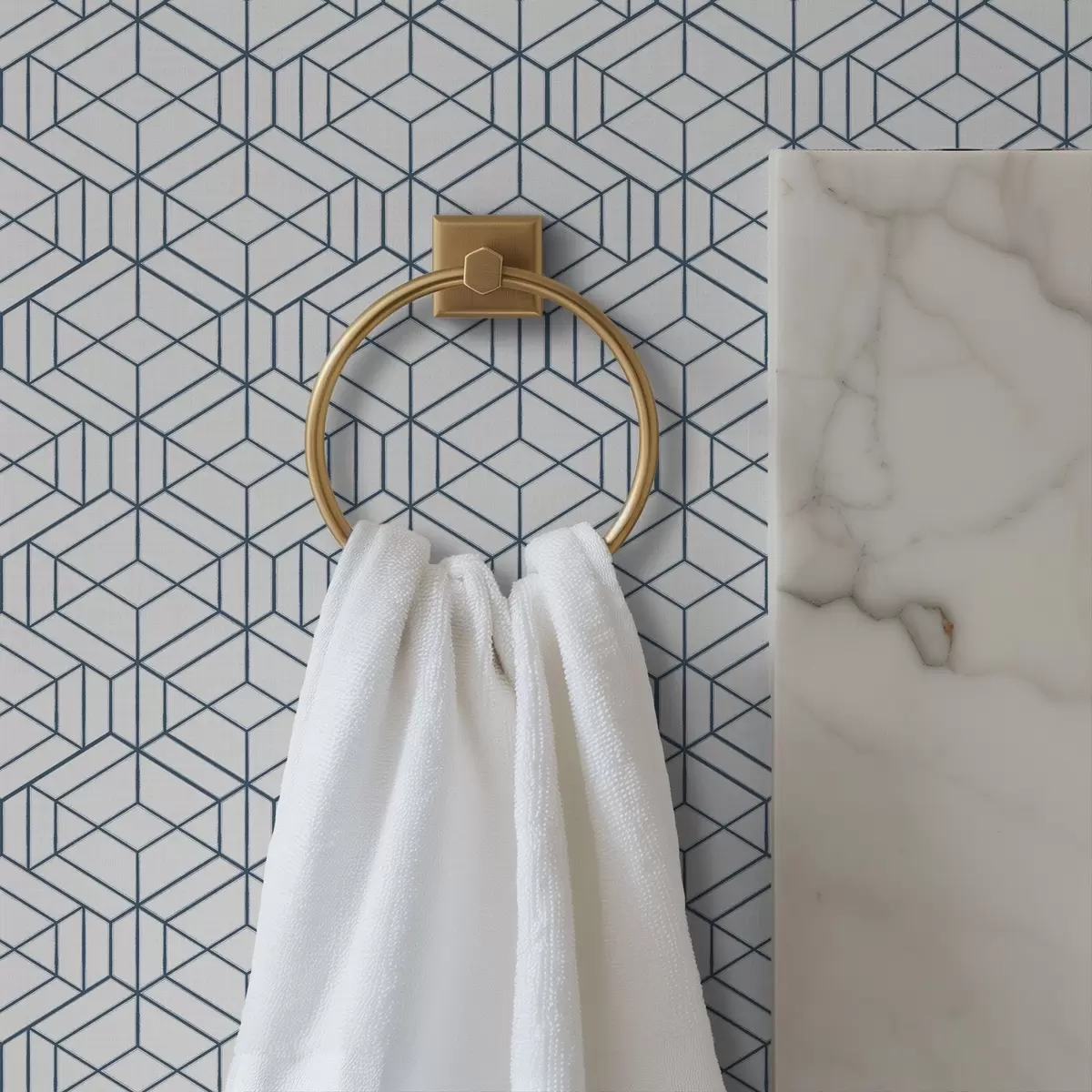 Papier peint Fond blanc avec cubes géométriques tridimensionnels bleus a01067