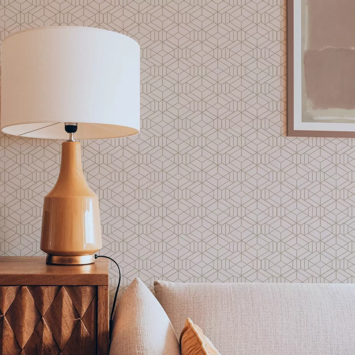 Papier peint Fond beige chaud avec de petits cubes graphiques a01067v3