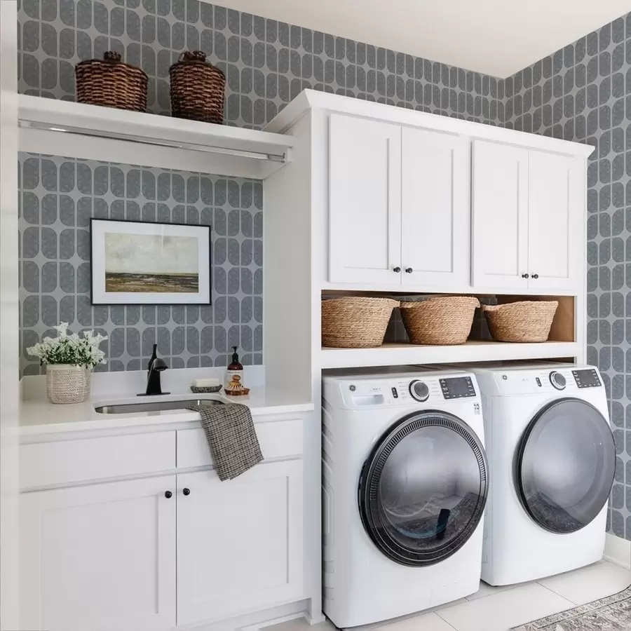 Papier peint Mosaïque grise avec arcs rectangulaires et texture douce a01068