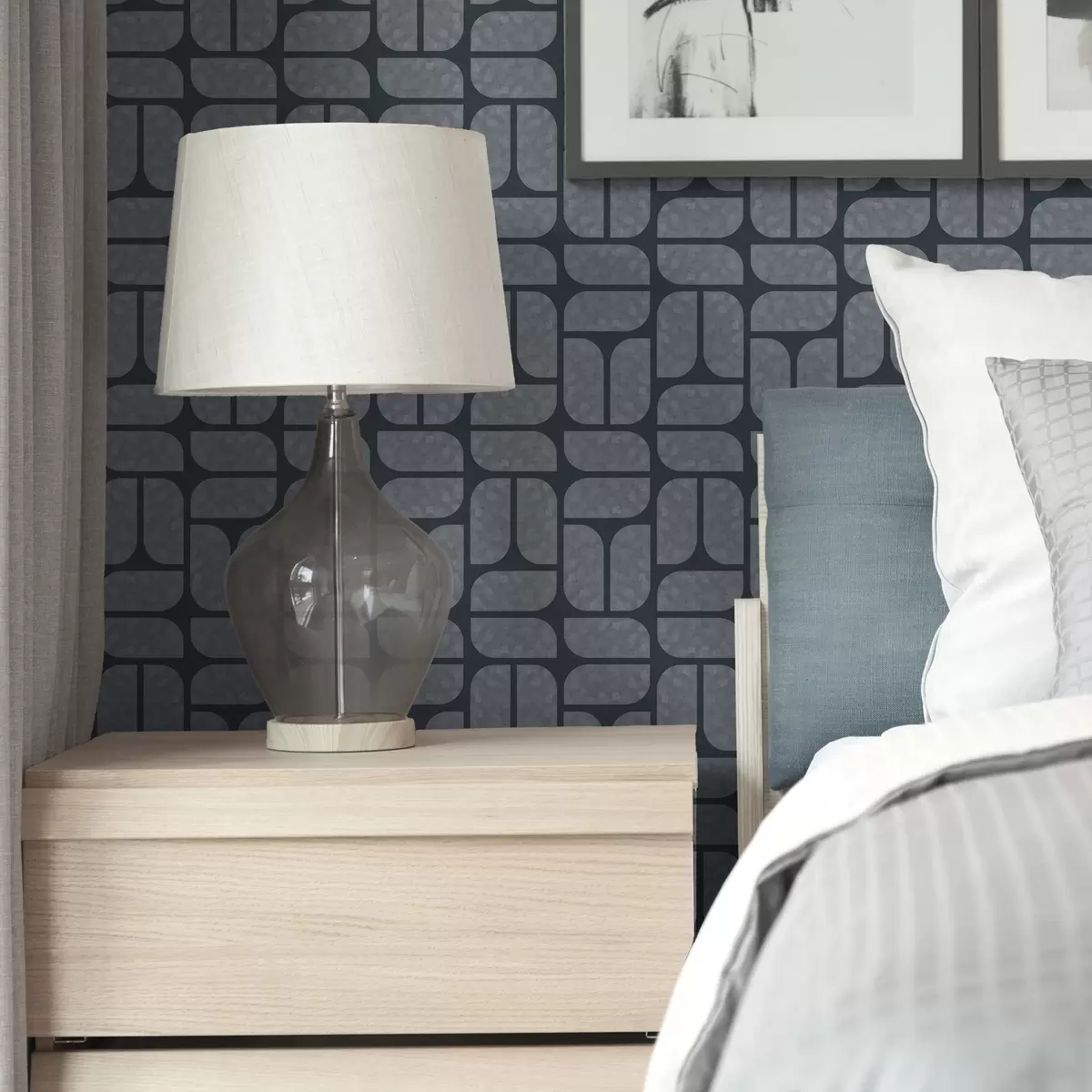 Papier peint Fond sombre avec mosaïque grise composée de modules arrondis a01069v1