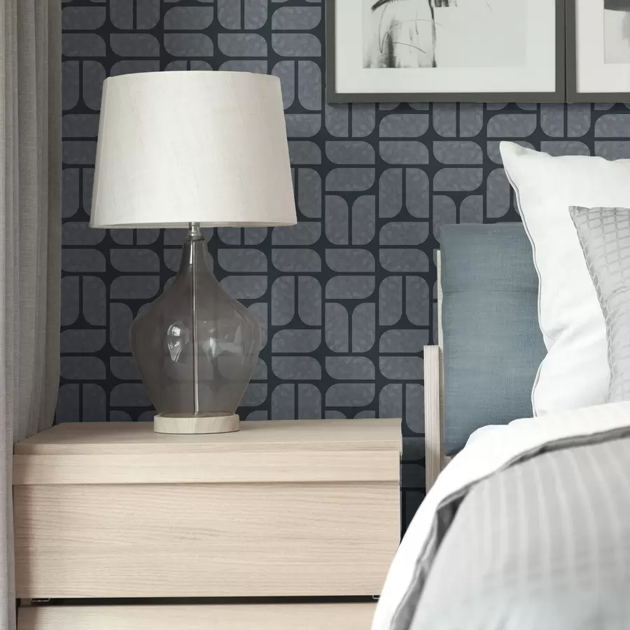 Papier peint Fond sombre avec mosaïque grise composée de modules arrondis a01069v1