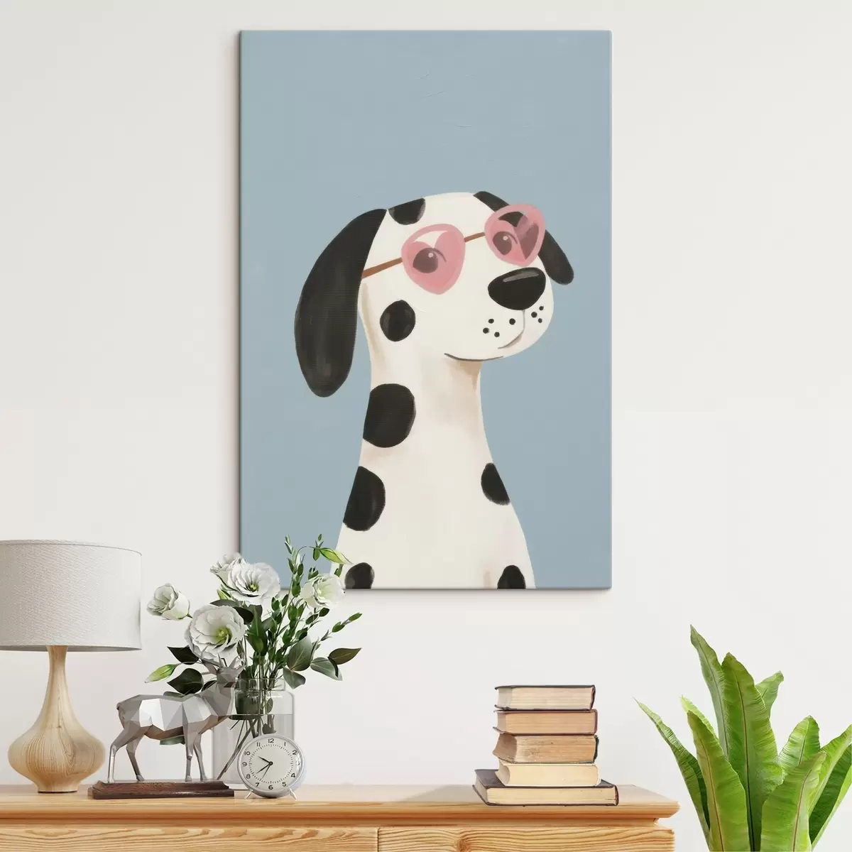 Tableau Chien avec des lunettes roses s46844