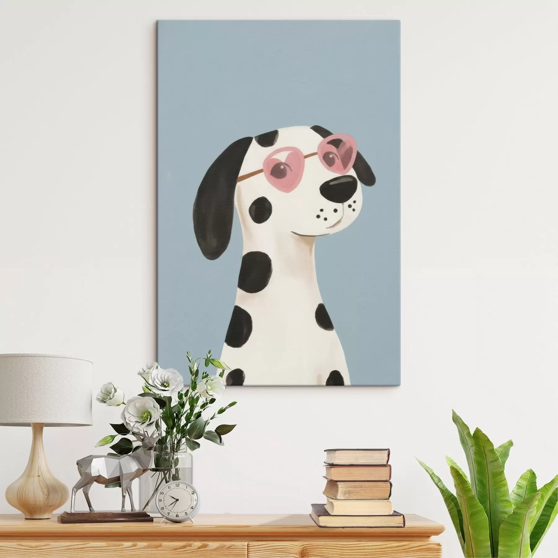 Tableau Chien avec des lunettes roses s46844
