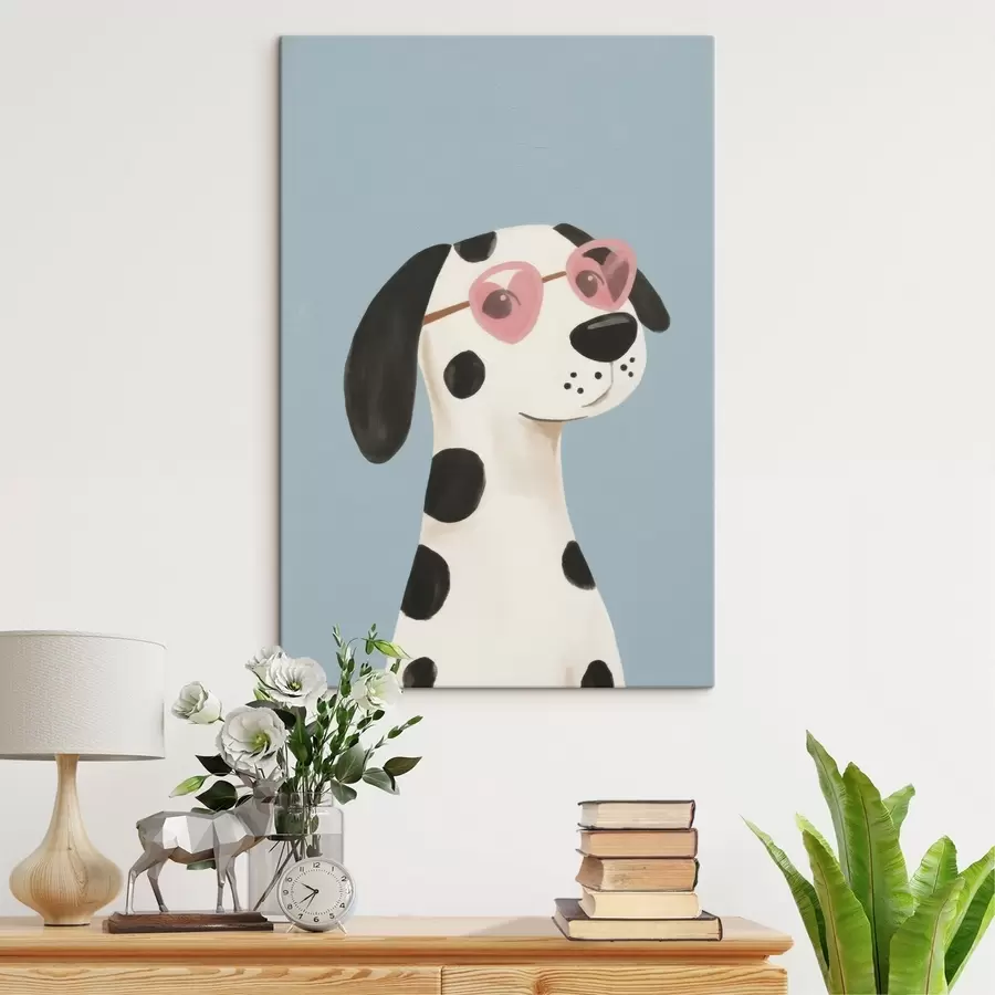 Tableau Chien avec des lunettes roses s46844
