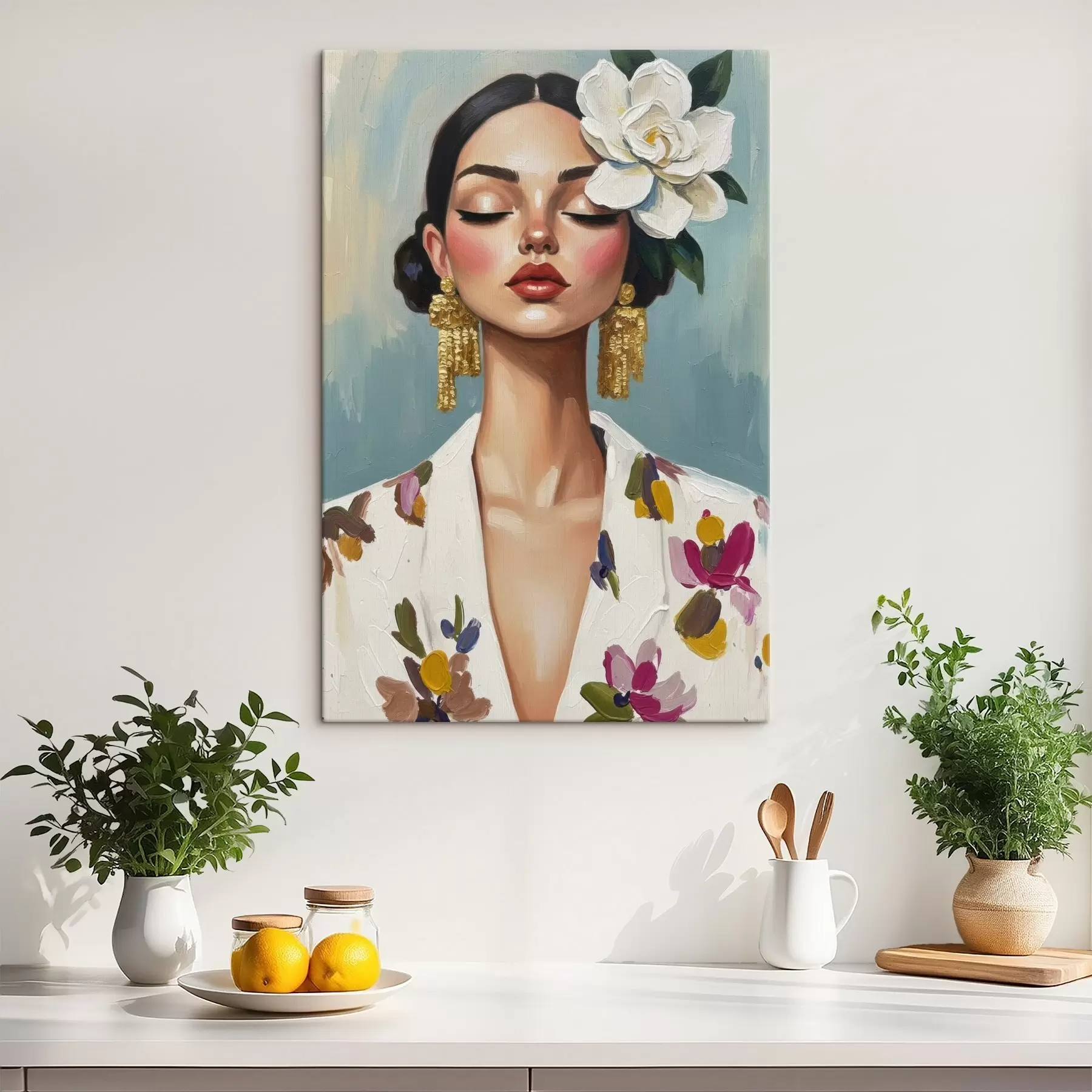 Tableau Fille avec une fleur dans les cheveux s46852