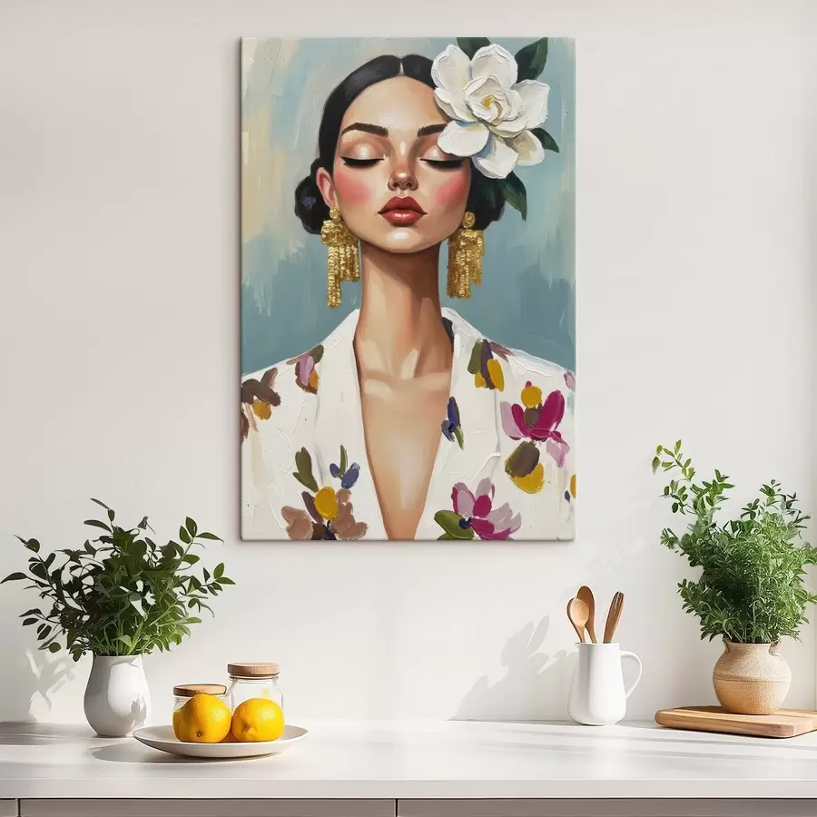 Tableau Fille avec une fleur dans les cheveux s46852