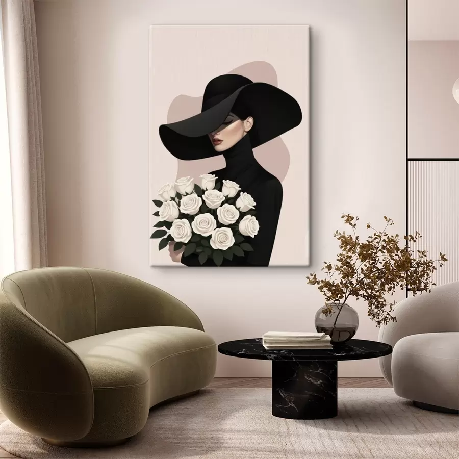 Tableau Fille avec un bouquet de roses s46854