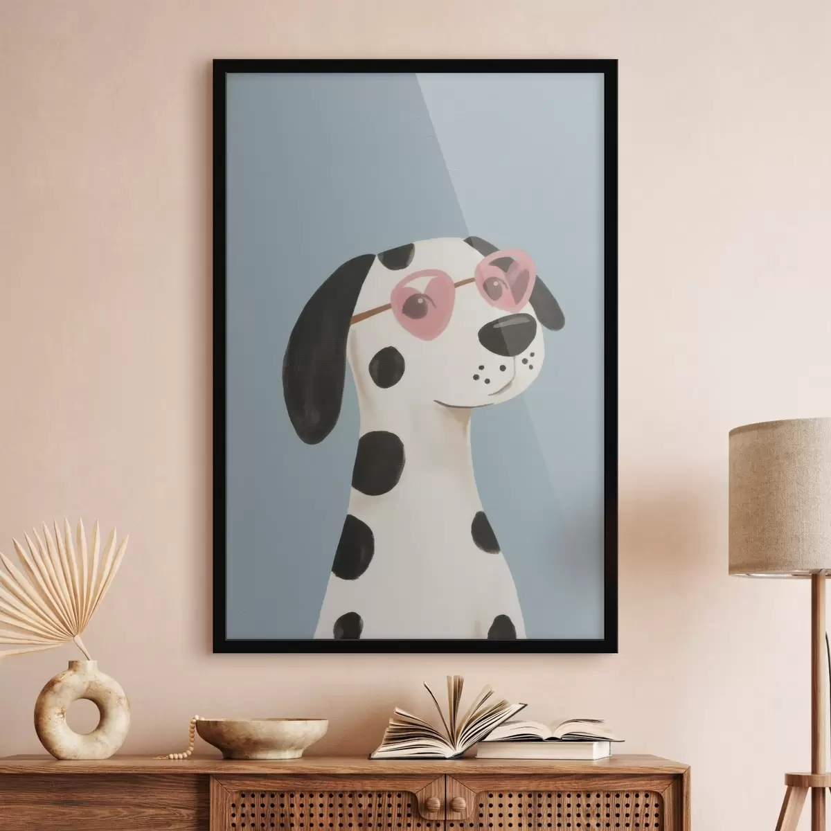Poster Chien avec des lunettes roses f46844