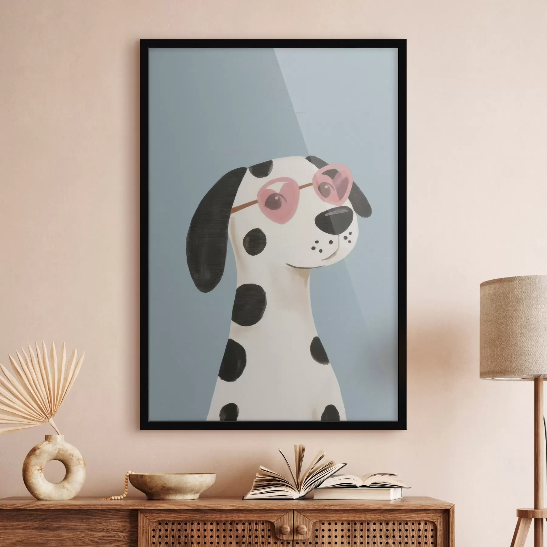Papier peint Chien avec des lunettes roses f46844