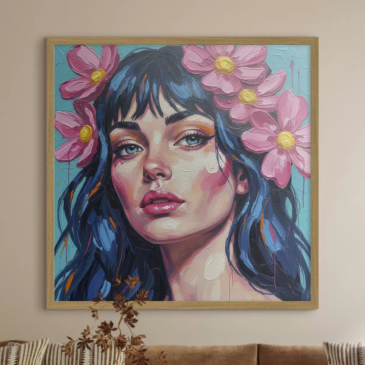 Poster Fille avec des fleurs dans les cheveux f46846