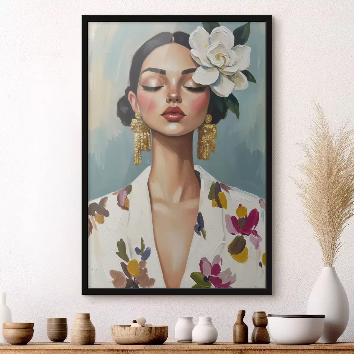 Poster Fille avec une fleur dans les cheveux f46852