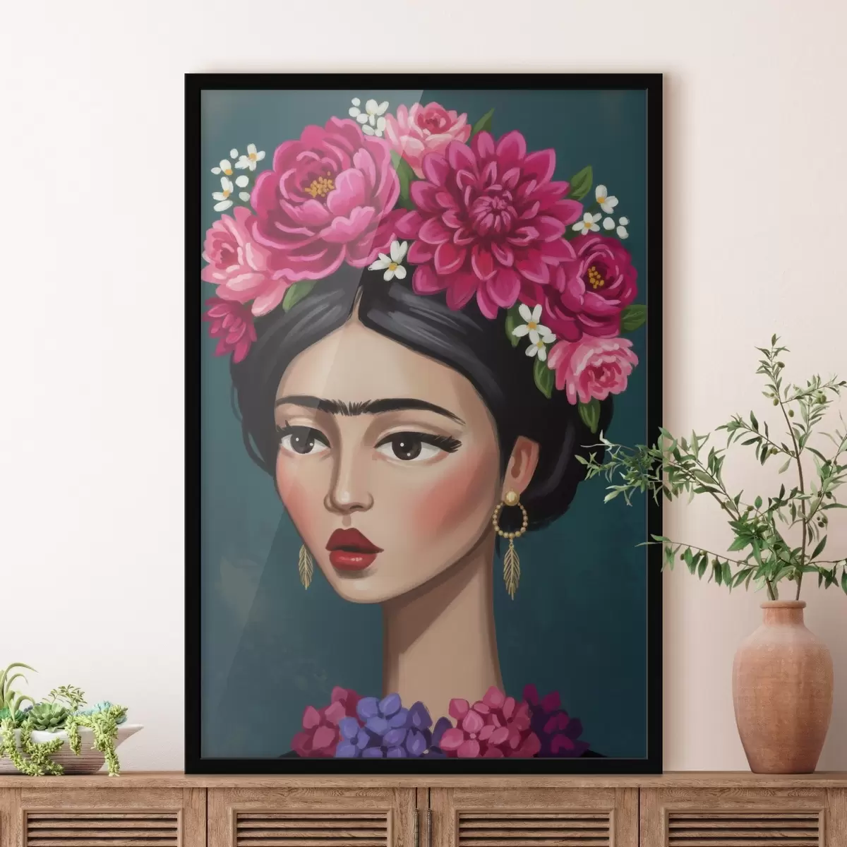 Poster Fille avec des fleurs dans les cheveux f46857
