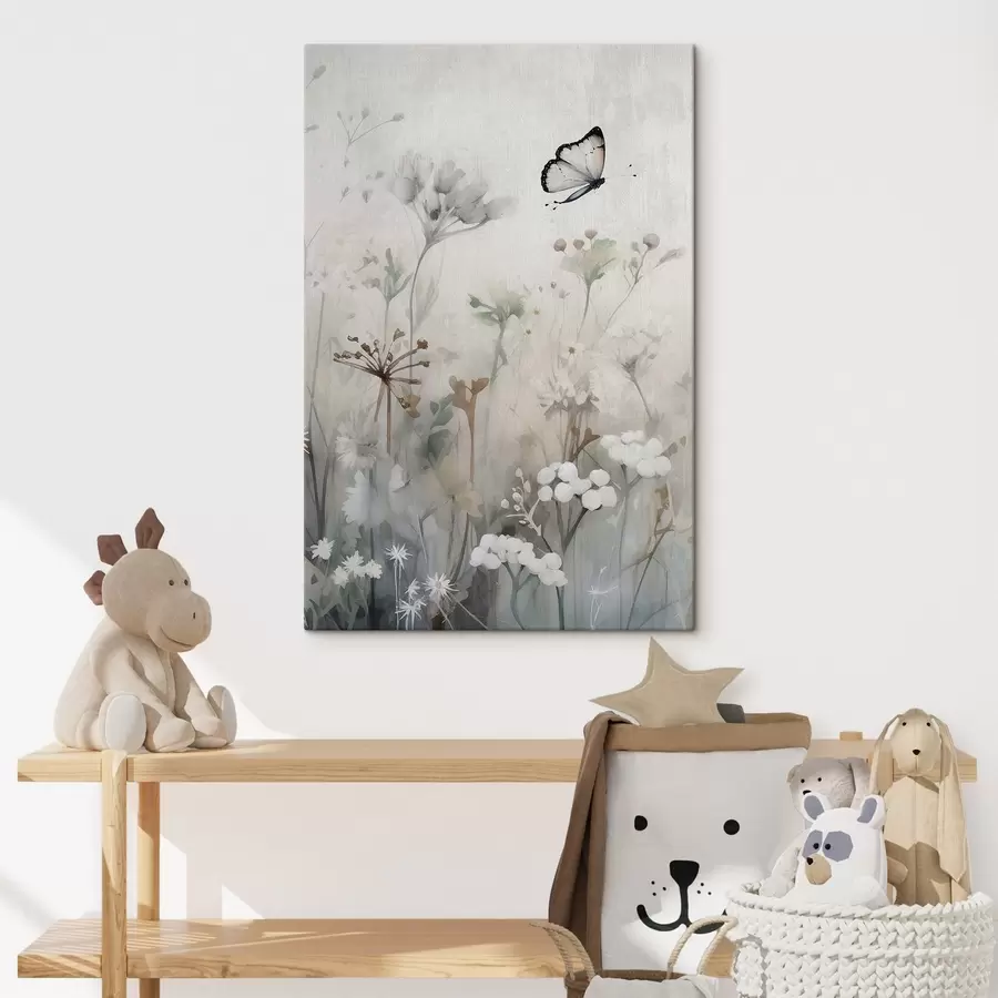 Tableau Papillon sur fond de fleurs sauvages s46897