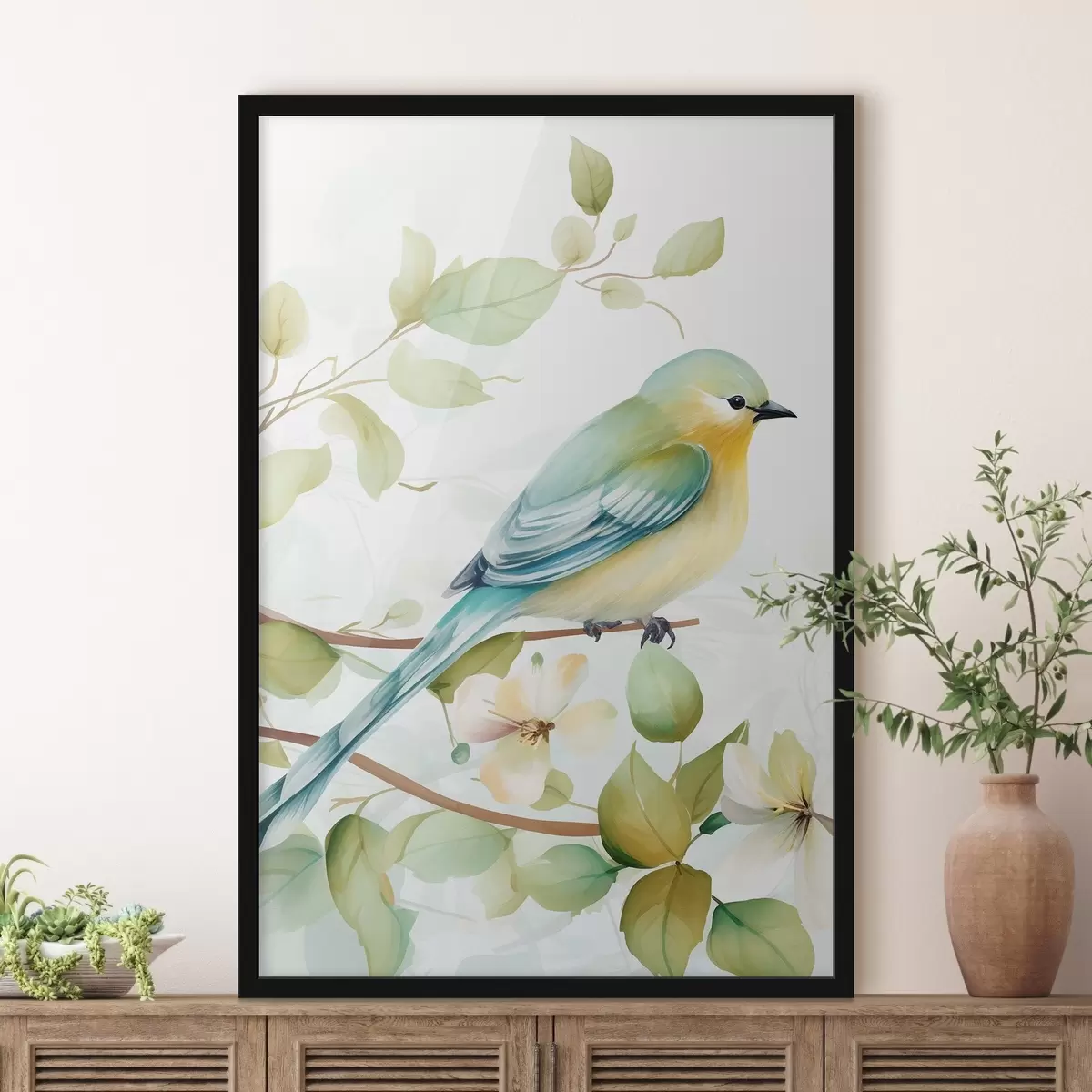 Poster Mésange sur une branche f46891