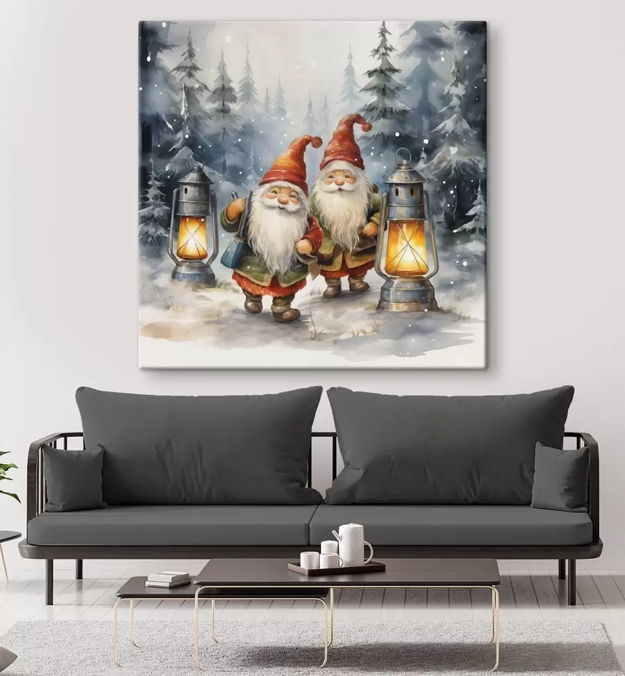 Tableau Gnomes du Nouvel An, imitation aquarelle s46970