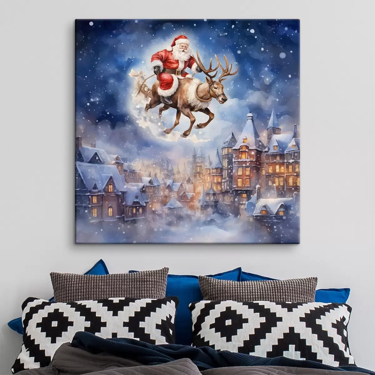 Tableau Nouvel An féérique, Père Noël sur son traîneau s46972