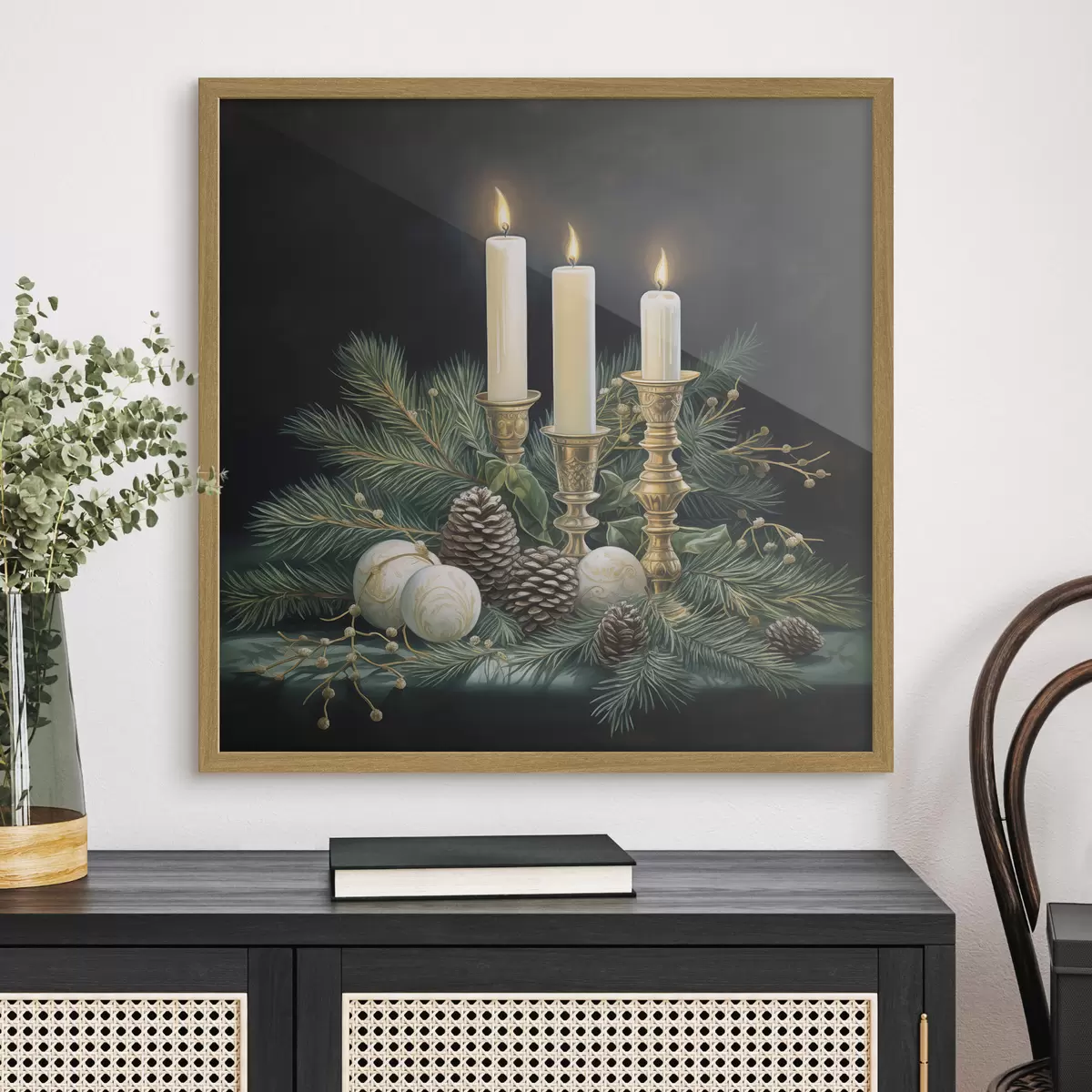Poster Composition pour le Nouvel An, sapin et bougies f46963