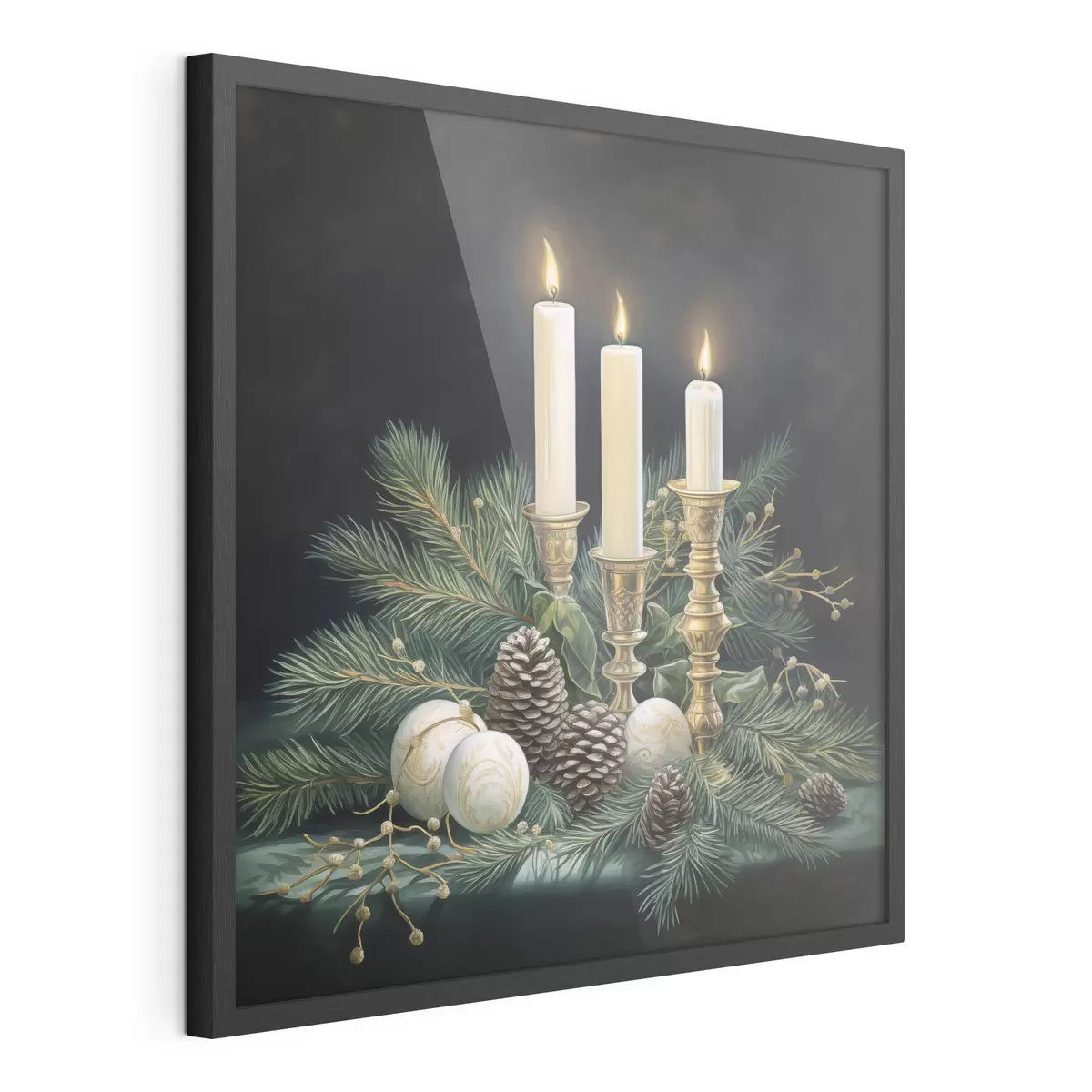 Poster Composition pour le Nouvel An, sapin et bougies f46963