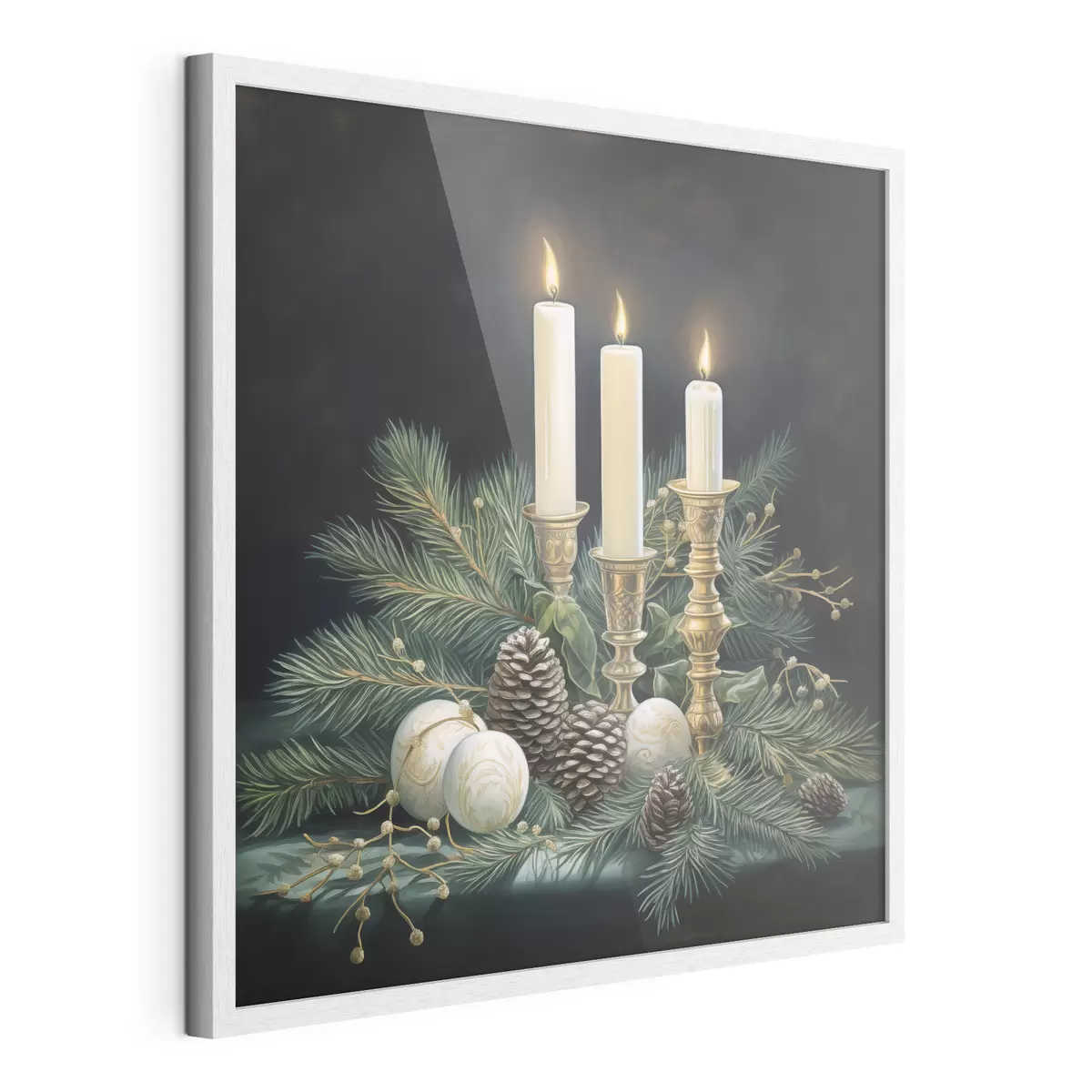 Poster Composition pour le Nouvel An, sapin et bougies f46963
