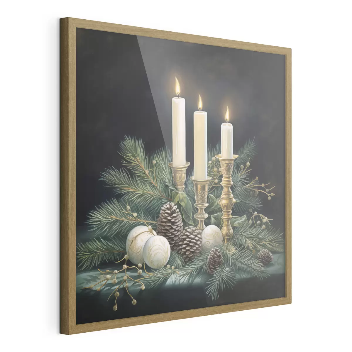 Poster Composition pour le Nouvel An, sapin et bougies f46963