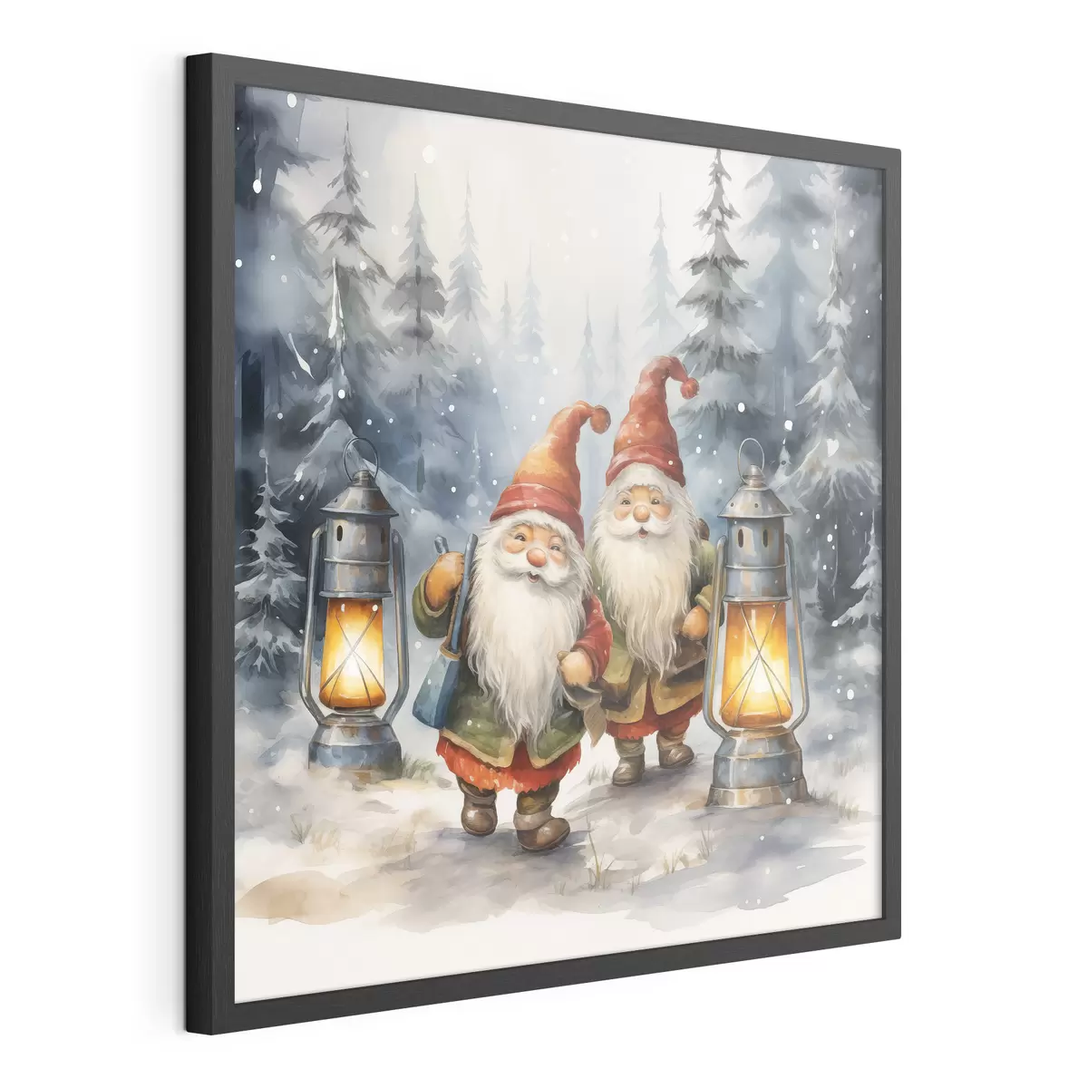 Poster Gnomes du Nouvel An, imitation aquarelle f46970