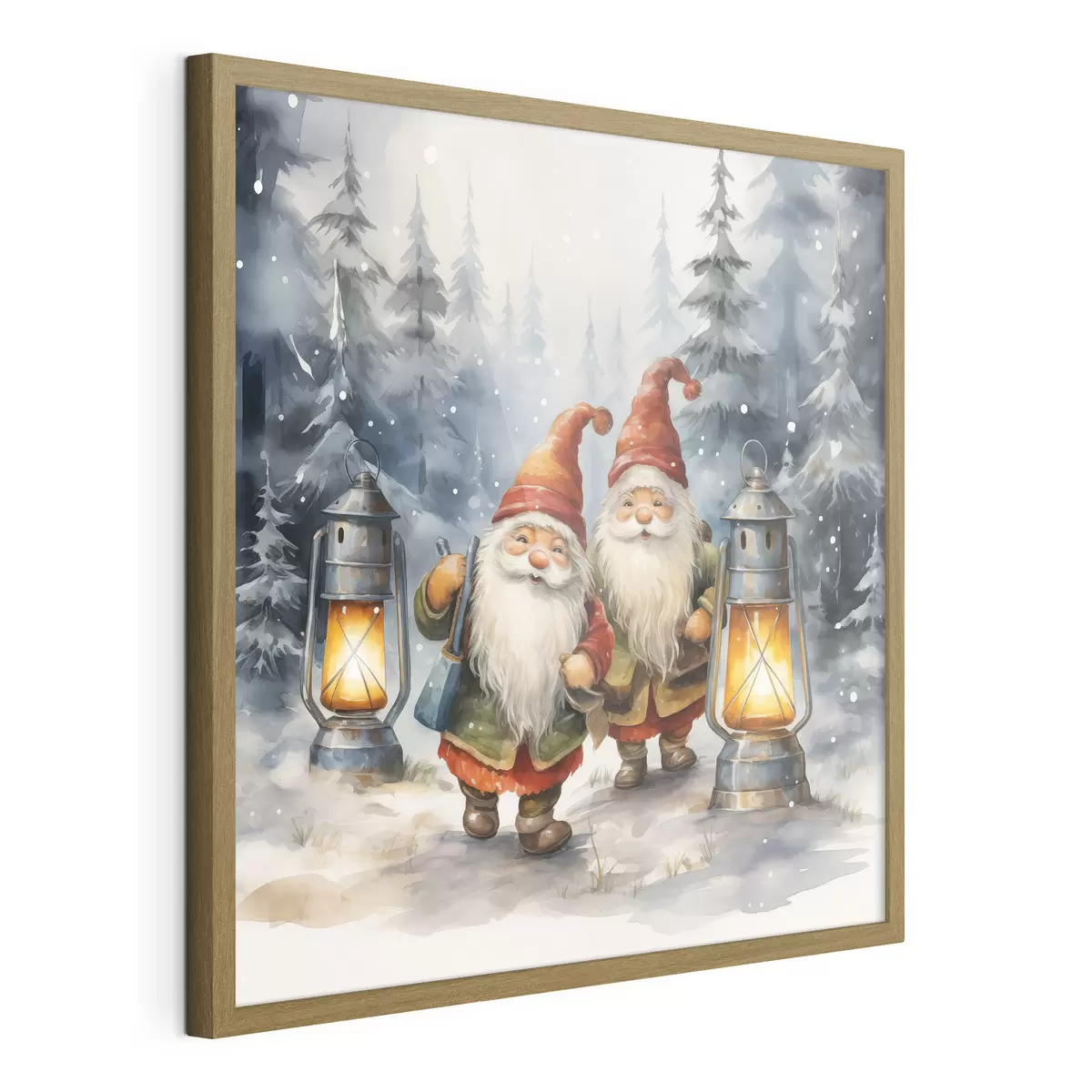 Poster Gnomes du Nouvel An, imitation aquarelle f46970