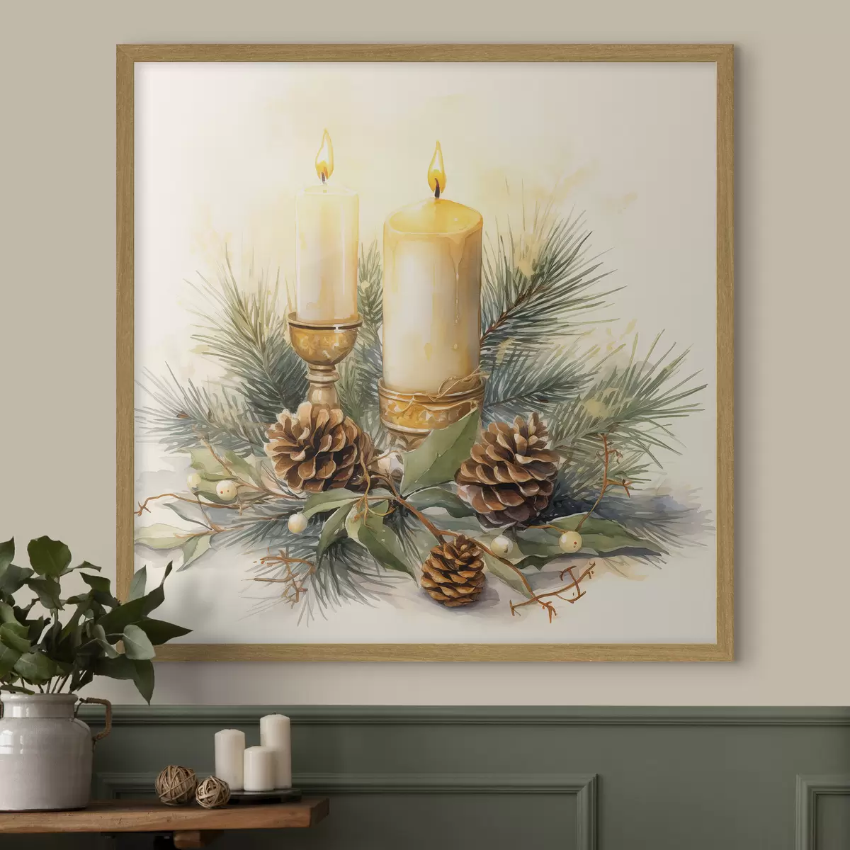 Poster Composition, Nouvel An, sapin et bougies f46971