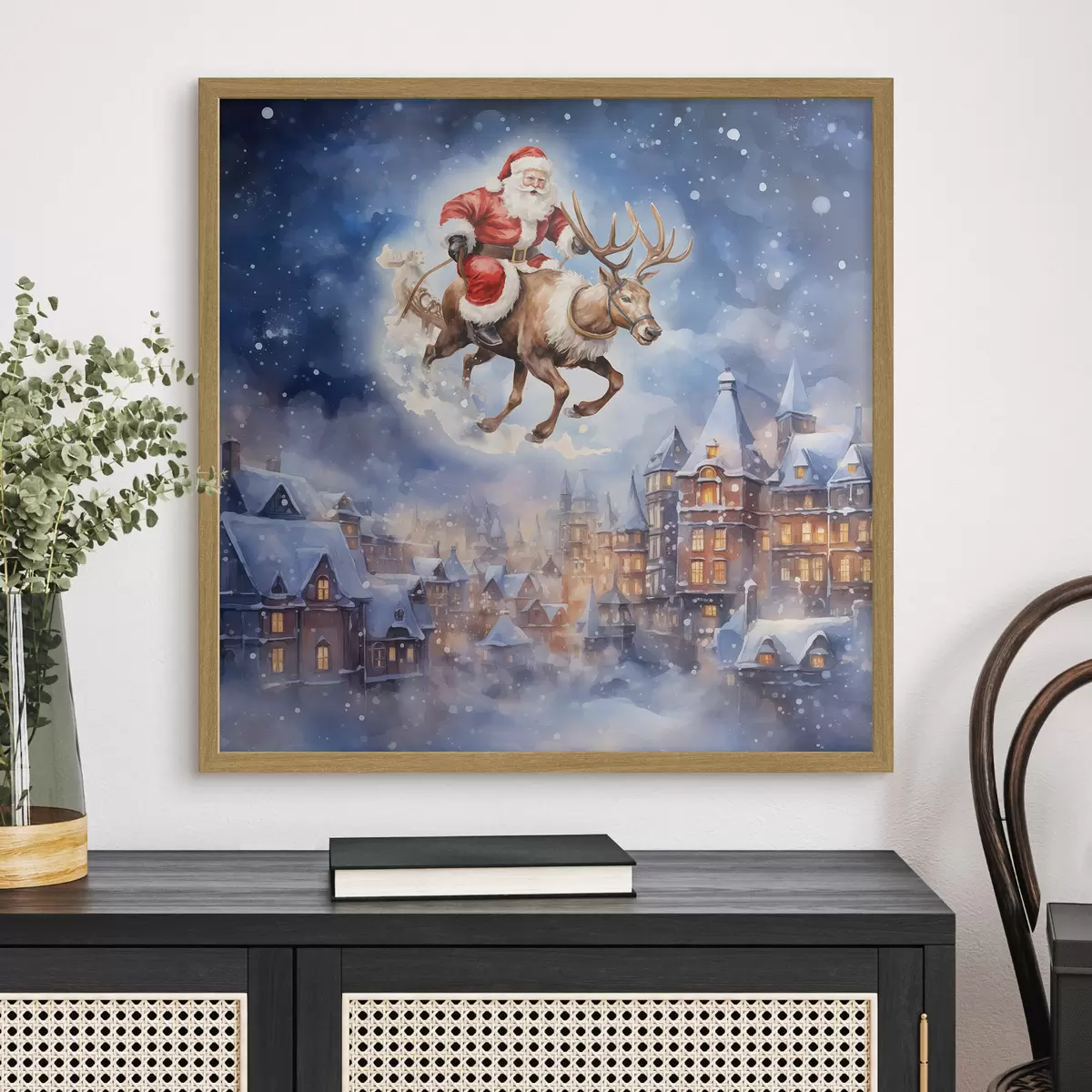 Poster Nouvel An féérique, Père Noël sur son traîneau f46972