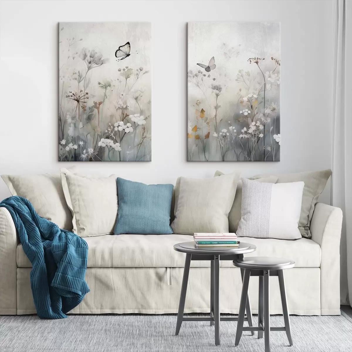 Tableau Papillons et fleurs sauvages m01072