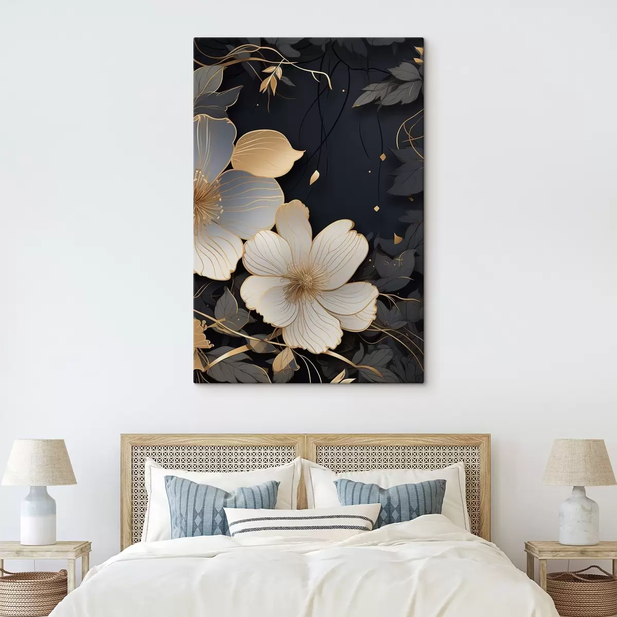 Tableau Grandes fleurs sur fond sombre s46885