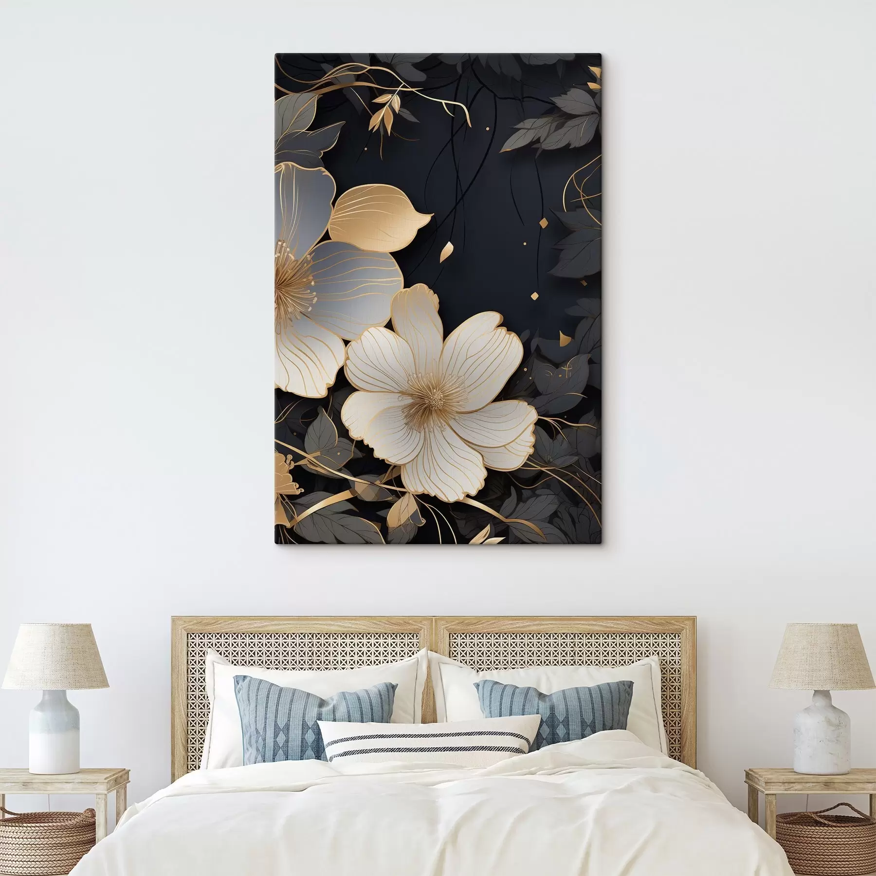 Tableau Grandes fleurs sur fond sombre s46885