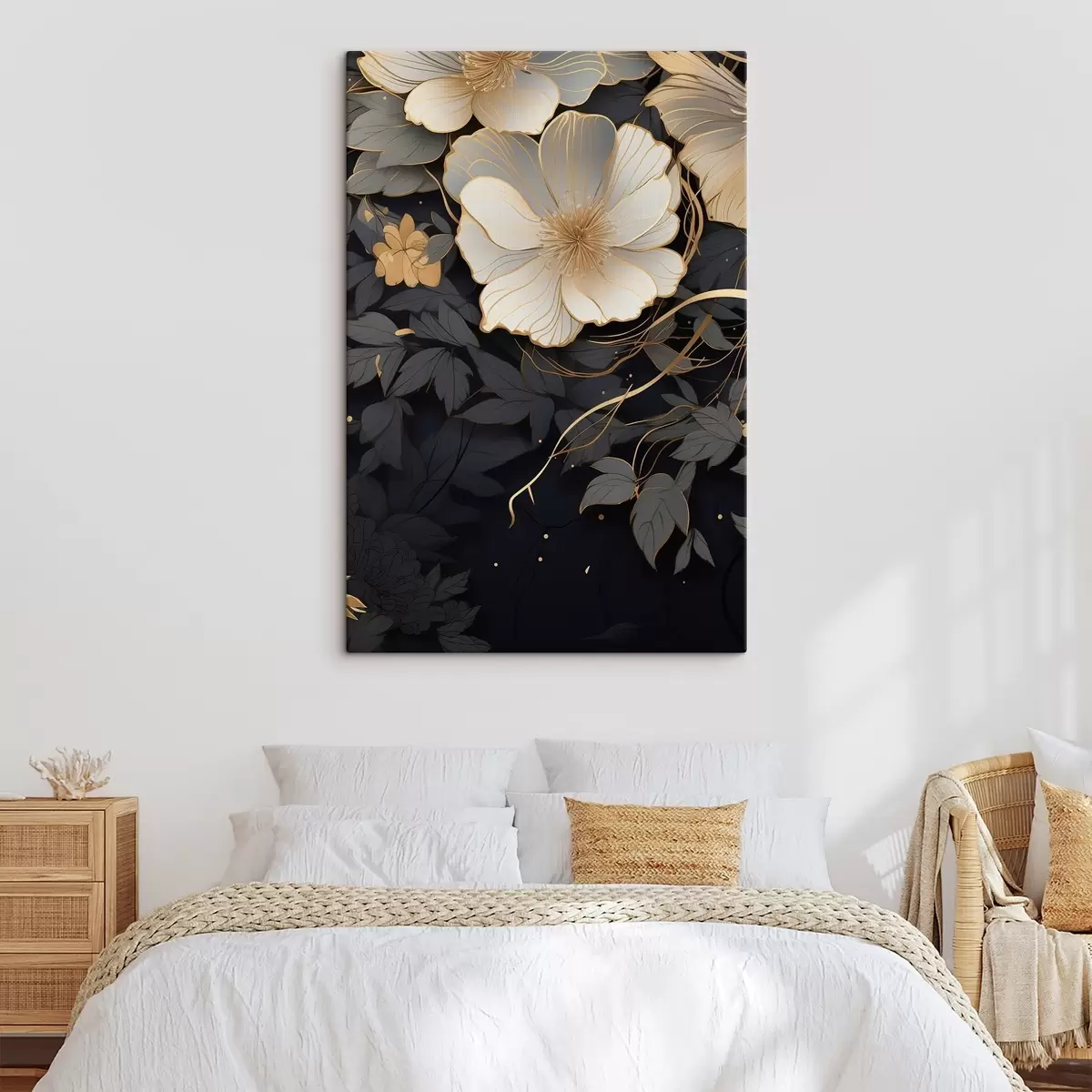 Tableau Fleurs abstraites sur fond sombre s46886