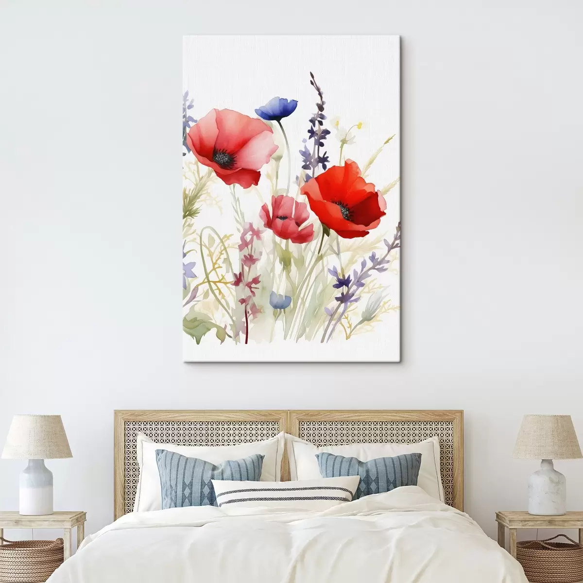 Tableau Inflorescences de coquelicots, imitation aquarelle s46888