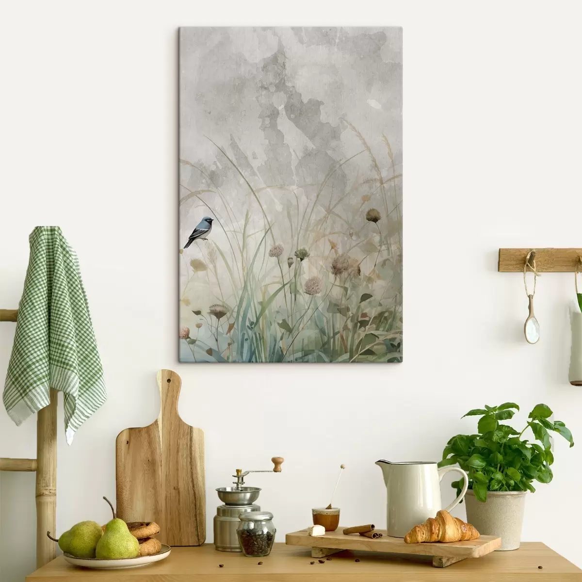 Tableau Oiseau sur des fleurs sauvages s46889
