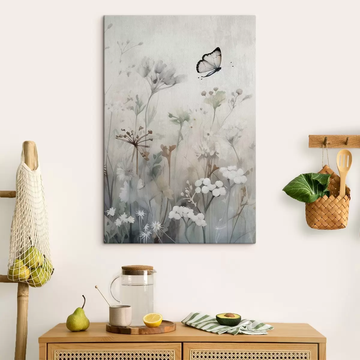 Tableau Papillon sur fond de fleurs sauvages s46897