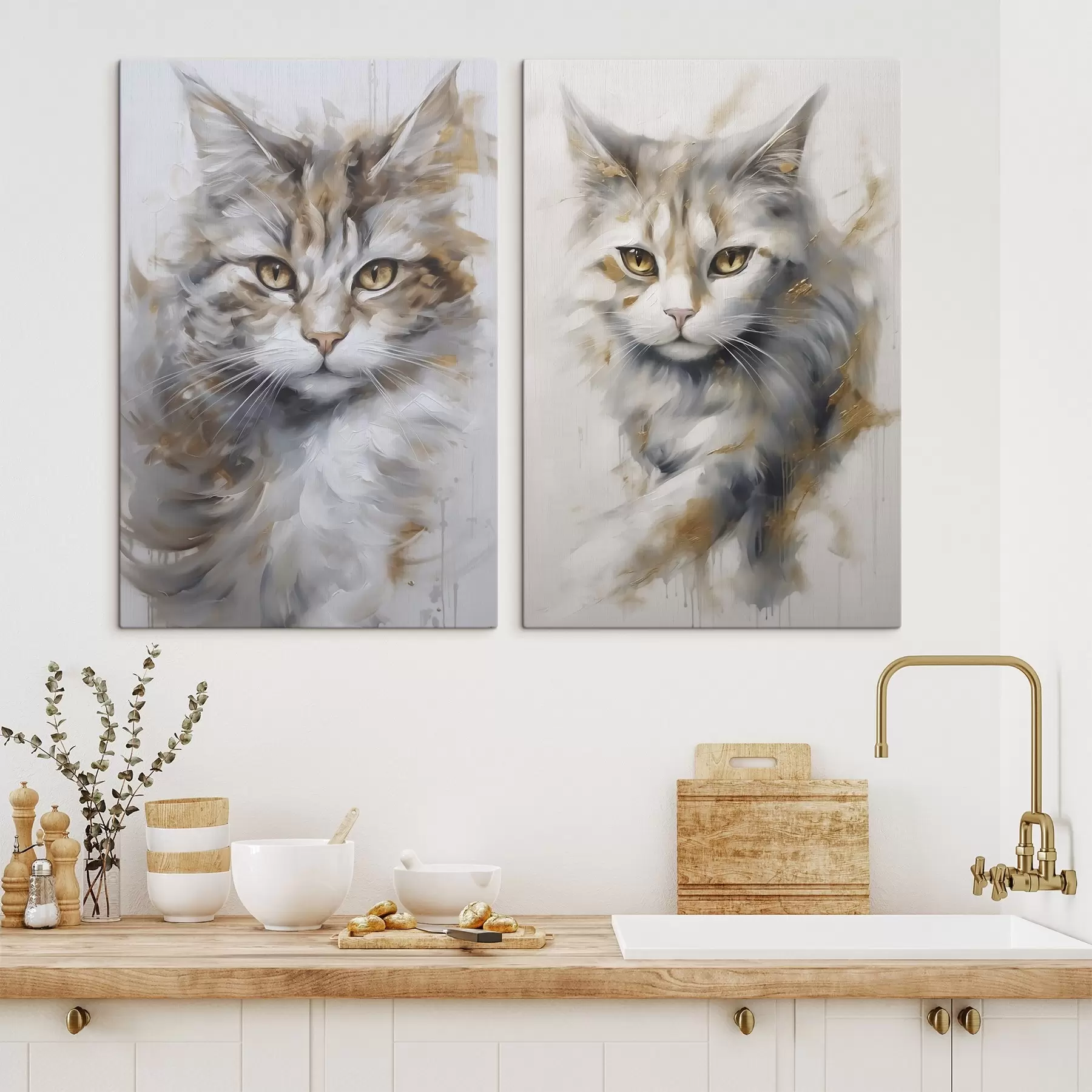 Tableau Peinture imitation chats m01054