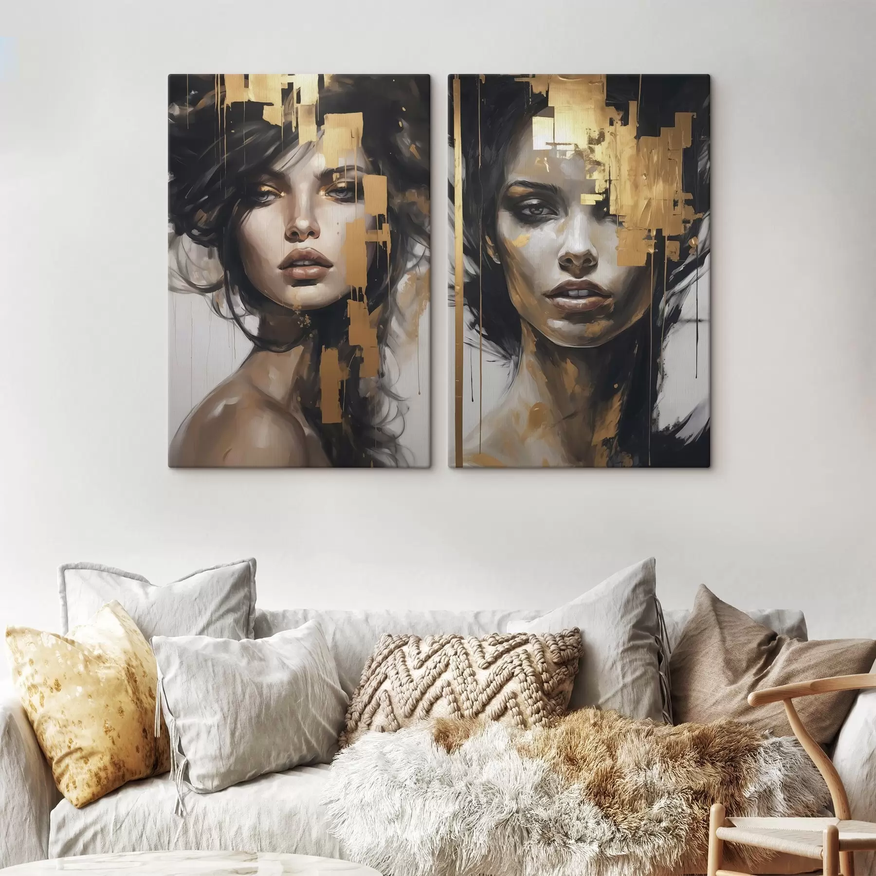 Tableau Portrait abstrait d'une jeune fille m01082