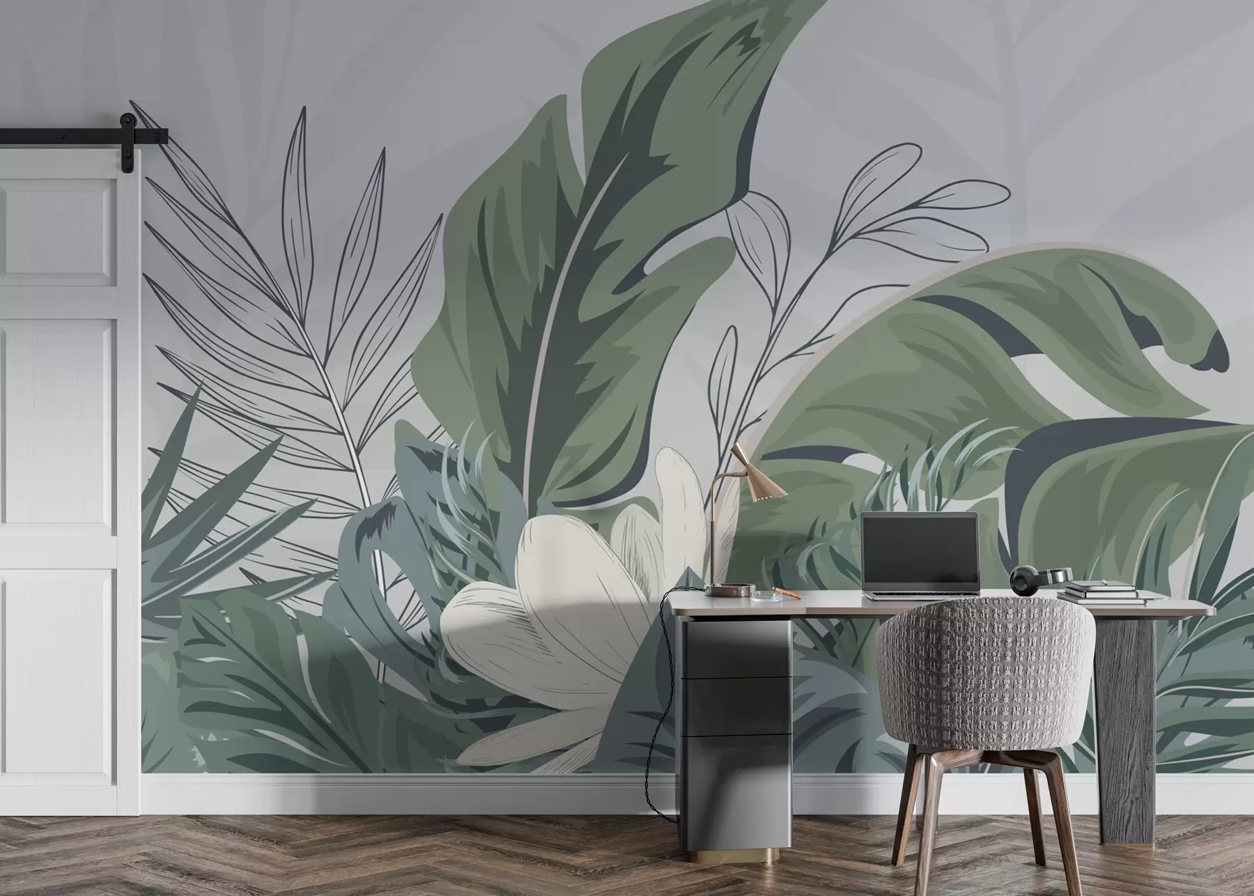 Papier peint Une végétation luxuriante aux tons pastel doux w01598