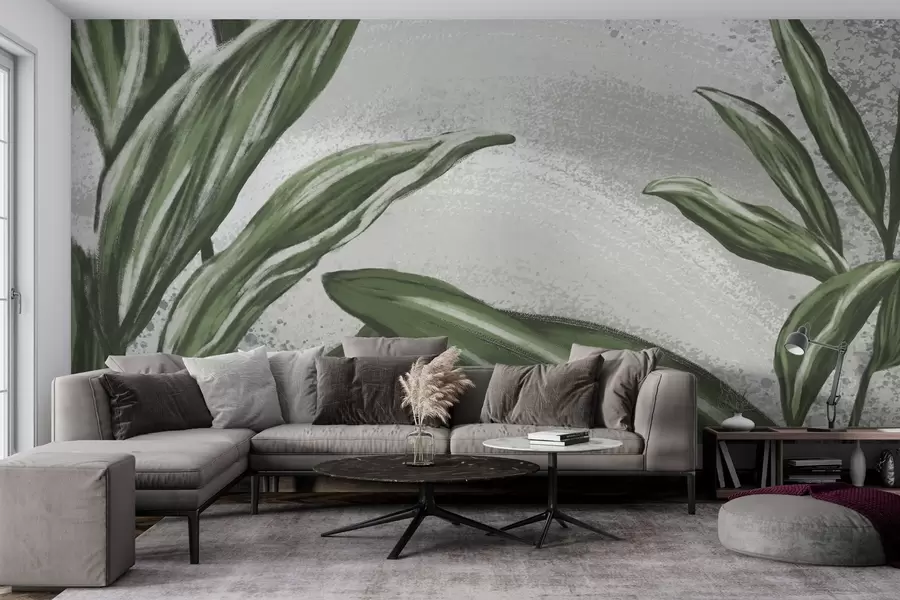 Papier peint Une végétation luxuriante sur un fond texturé w01682