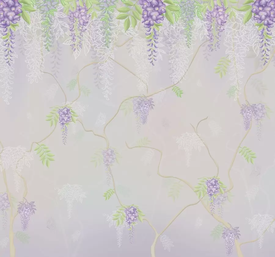 Papier peint Élégant motif floral dans des tons pastel w01685