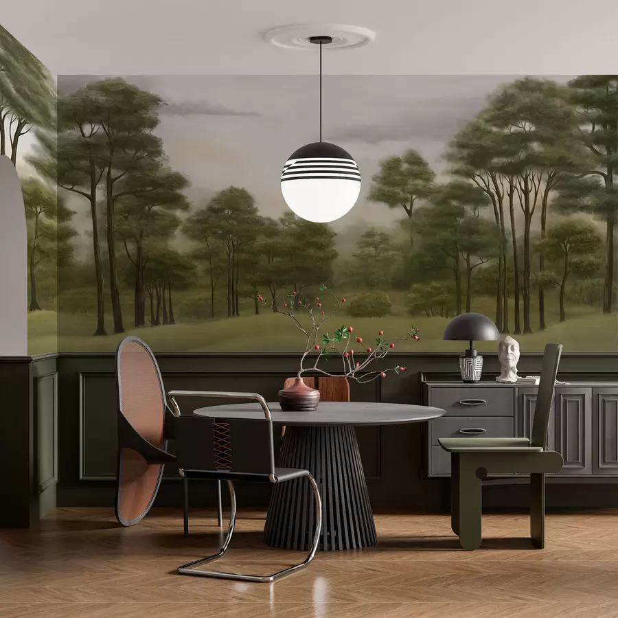 Papier peint Paysage forestier serein aux teintes douces w02193