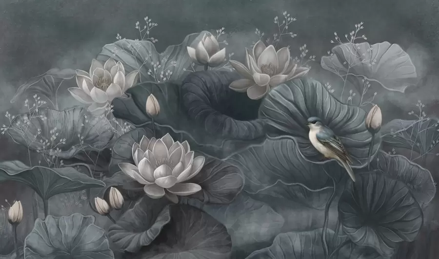 Papier peint Sérénité parmi les élégantes fleurs de la nature w02407