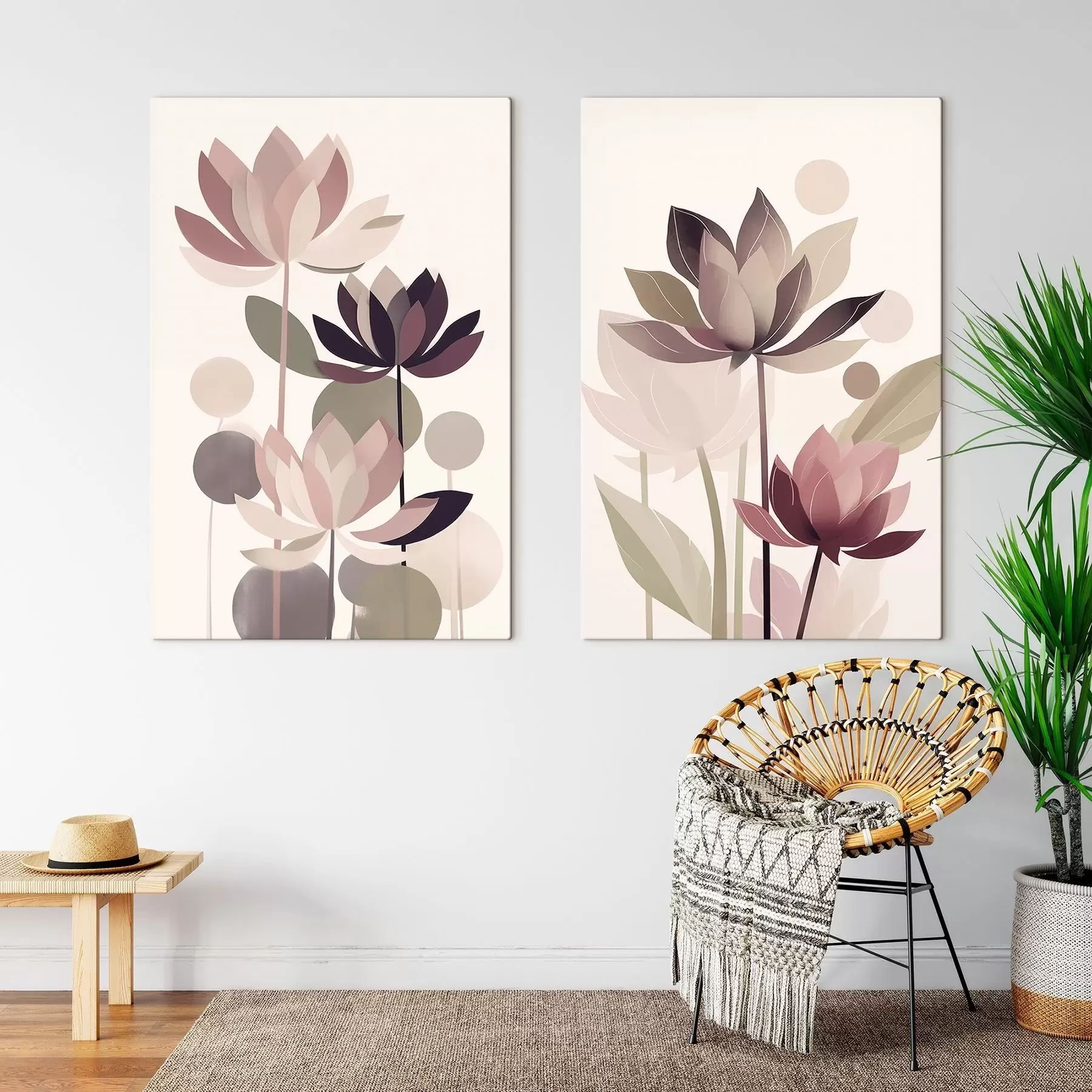 Tableau Fleurs de lotus abstraites m01110