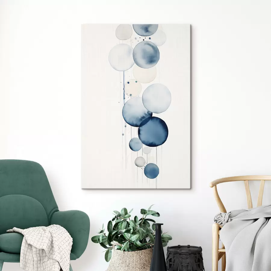 Tableau Textures abstraites bleues et blanches de différentes tailles, sur fond blanc s47020